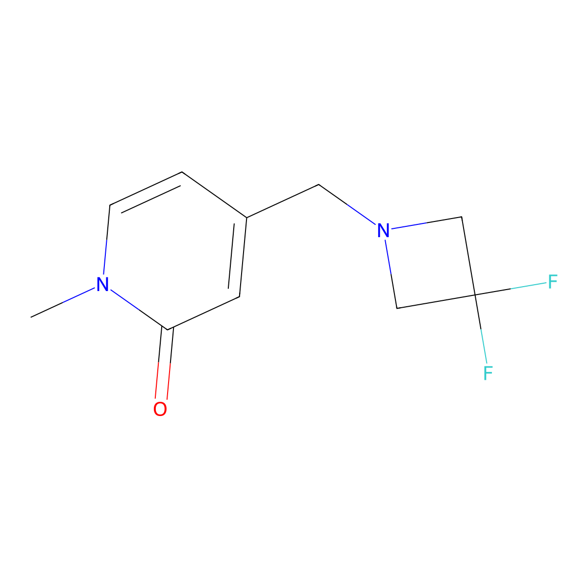 4-[(3,3-Difluoroazetidin-1-yl)methyl]-1-methyl-1,2-dihydropyridin-2-one molecular structure, CAS 3054577-94-2