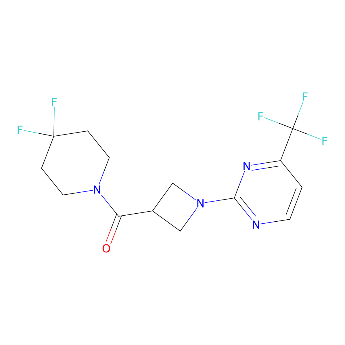 2-[3-(4,4-Difluoropiperidine-1-carbonyl)azetidin-1-yl]-4-(trifluoromethyl)pyrimidine molecular structure, CAS 3054577-98-6