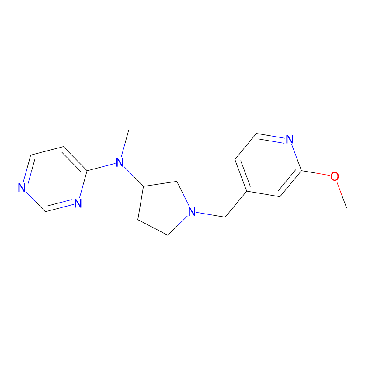 N-{1-[(2-methoxypyridin-4-yl)methyl]pyrrolidin-3-yl}-N-methylpyrimidin-4-amine molecular structure, CAS 3054578-01-4