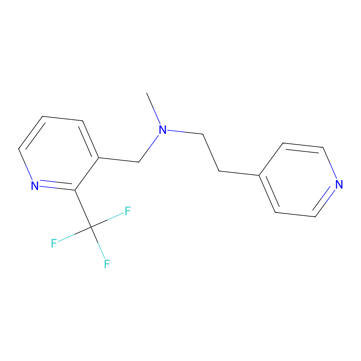 Methyl[2-(pyridin-4-yl)ethyl]{[2-(trifluoromethyl)pyridin-3-yl]methyl}amine molecular structure, CAS 3054578-10-5
