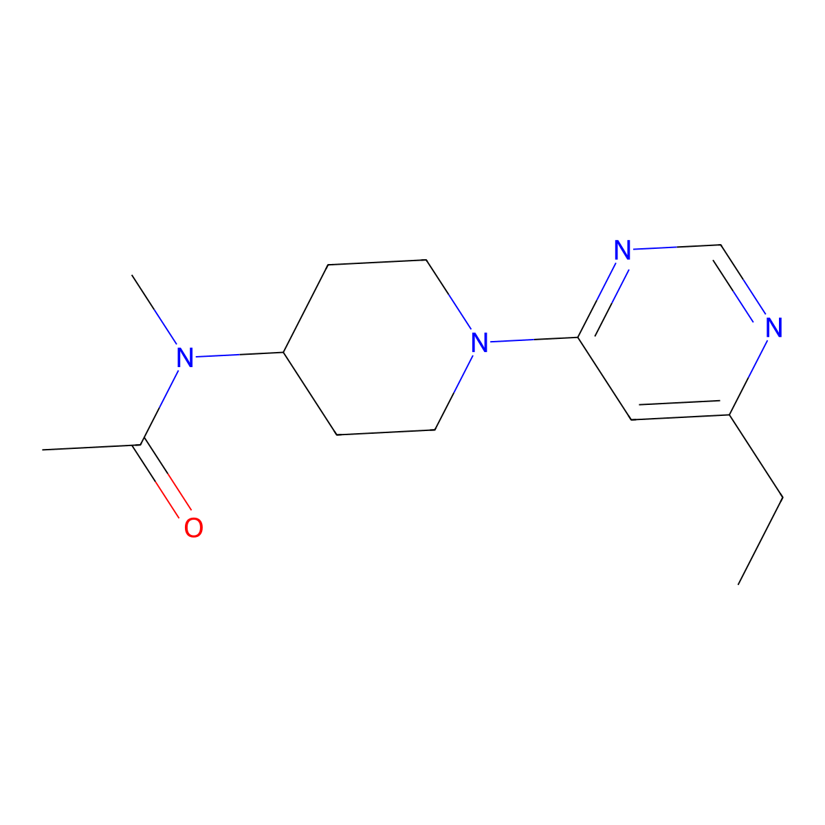 N-[1-(6-ethylpyrimidin-4-yl)piperidin-4-yl]-N-methylacetamide molecular structure, CAS 3054578-14-9