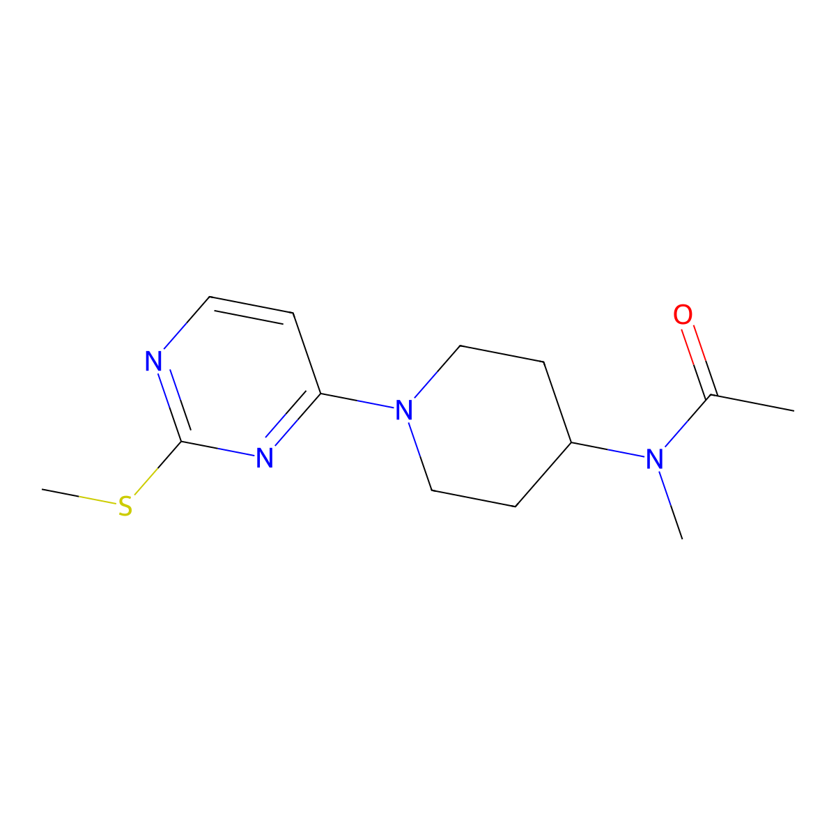 N-methyl-N-{1-[2-(methylsulfanyl)pyrimidin-4-yl]piperidin-4-yl}acetamide molecular structure, CAS 3054578-20-7