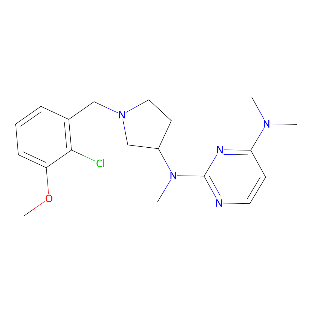 N2-{1-[(2-chloro-3-methoxyphenyl)methyl]pyrrolidin-3-yl}-N2,N4,N4-trimethylpyrimidine-2,4-diamine molecular structure, CAS 3054578-23-0