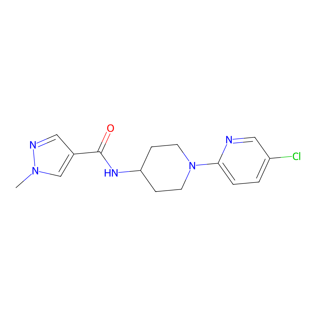 N-[1-(5-chloropyridin-2-yl)piperidin-4-yl]-1-methyl-1H-pyrazole-4-carboxamide molecular structure, CAS 3054578-24-1