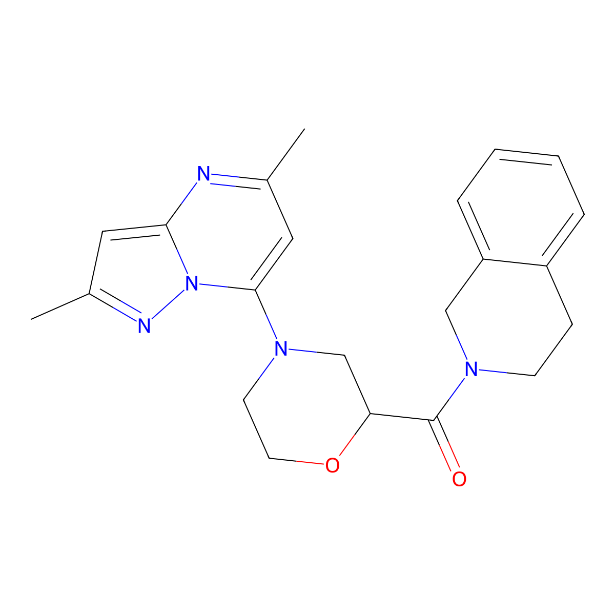 2-(4-{2,5-Dimethylpyrazolo[1,5-a]pyrimidin-7-yl}morpholine-2-carbonyl)-1,2,3,4-tetrahydroisoquinoline molecular structure, CAS 3054578-25-2