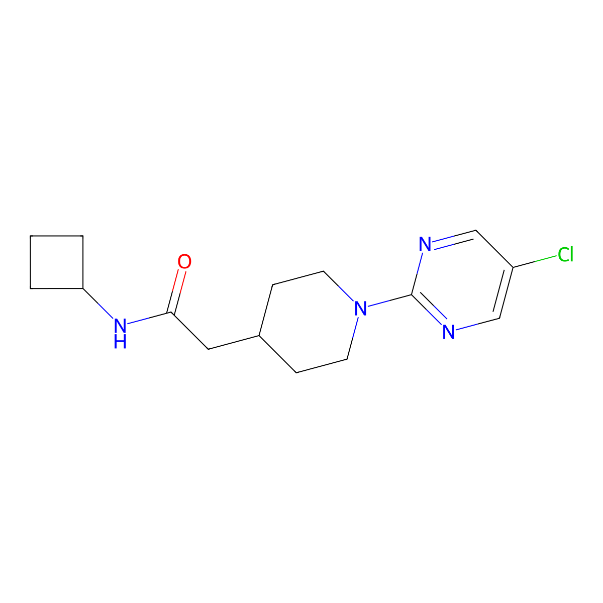 2-[1-(5-chloropyrimidin-2-yl)piperidin-4-yl]-N-cyclobutylacetamide molecular structure, CAS 3054578-26-3