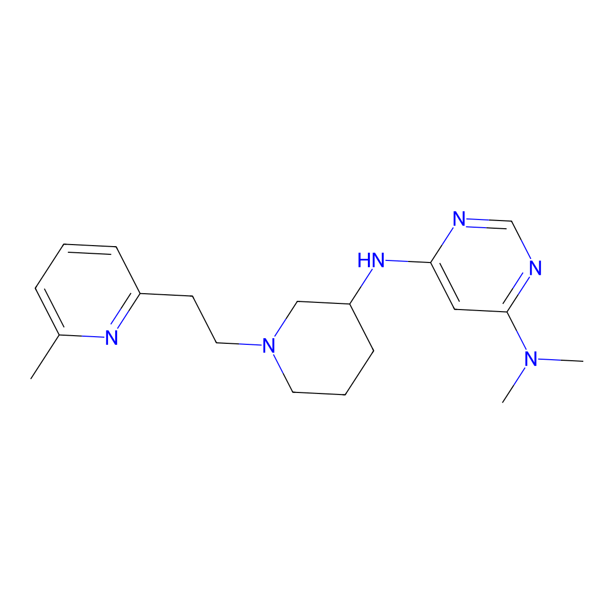 N4,N4-dimethyl-N6-{1-[2-(6-methylpyridin-2-yl)ethyl]piperidin-3-yl}pyrimidine-4,6-diamine molecular structure, CAS 3054578-28-5
