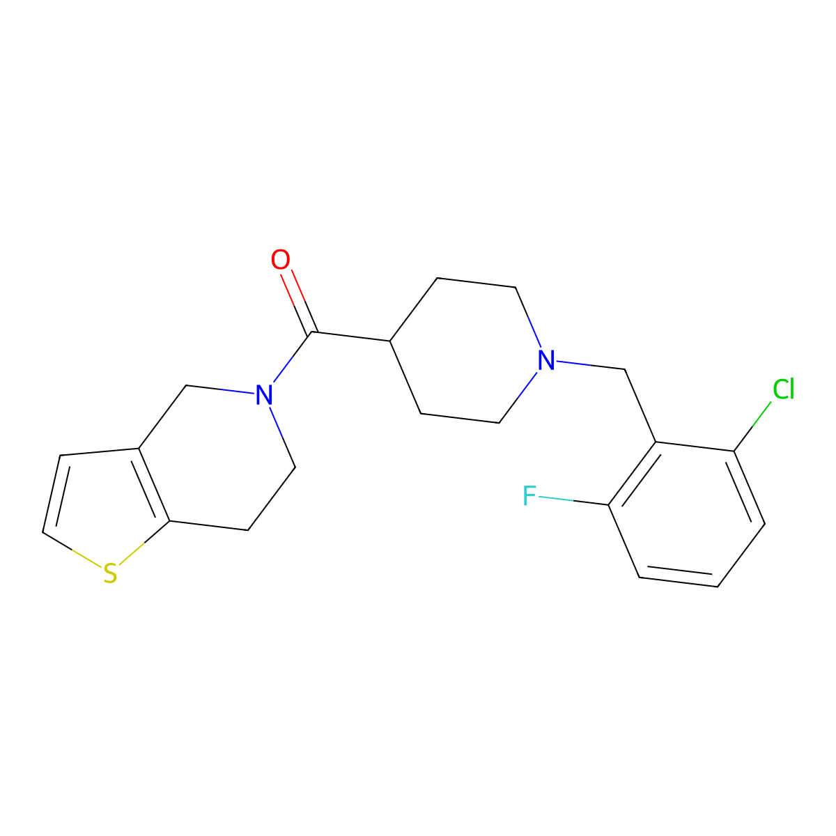 1-[(2-chloro-6-fluorophenyl)methyl]-4-{4H,5H,6H,7H-thieno[3,2-c]pyridine-5-carbonyl}piperidine molecular structure, CAS 3054578-30-9