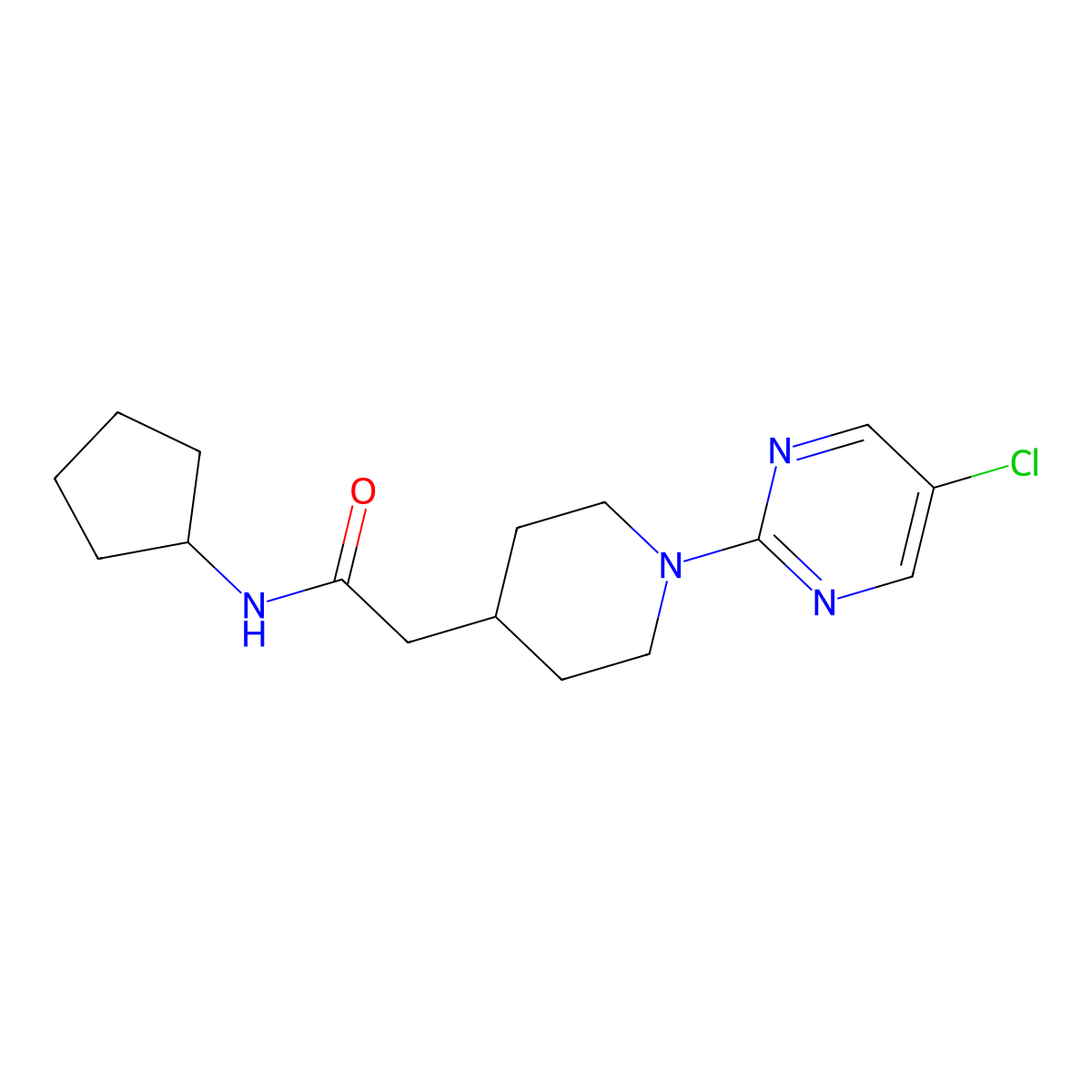 2-[1-(5-chloropyrimidin-2-yl)piperidin-4-yl]-N-cyclopentylacetamide molecular structure, CAS 3054578-32-1