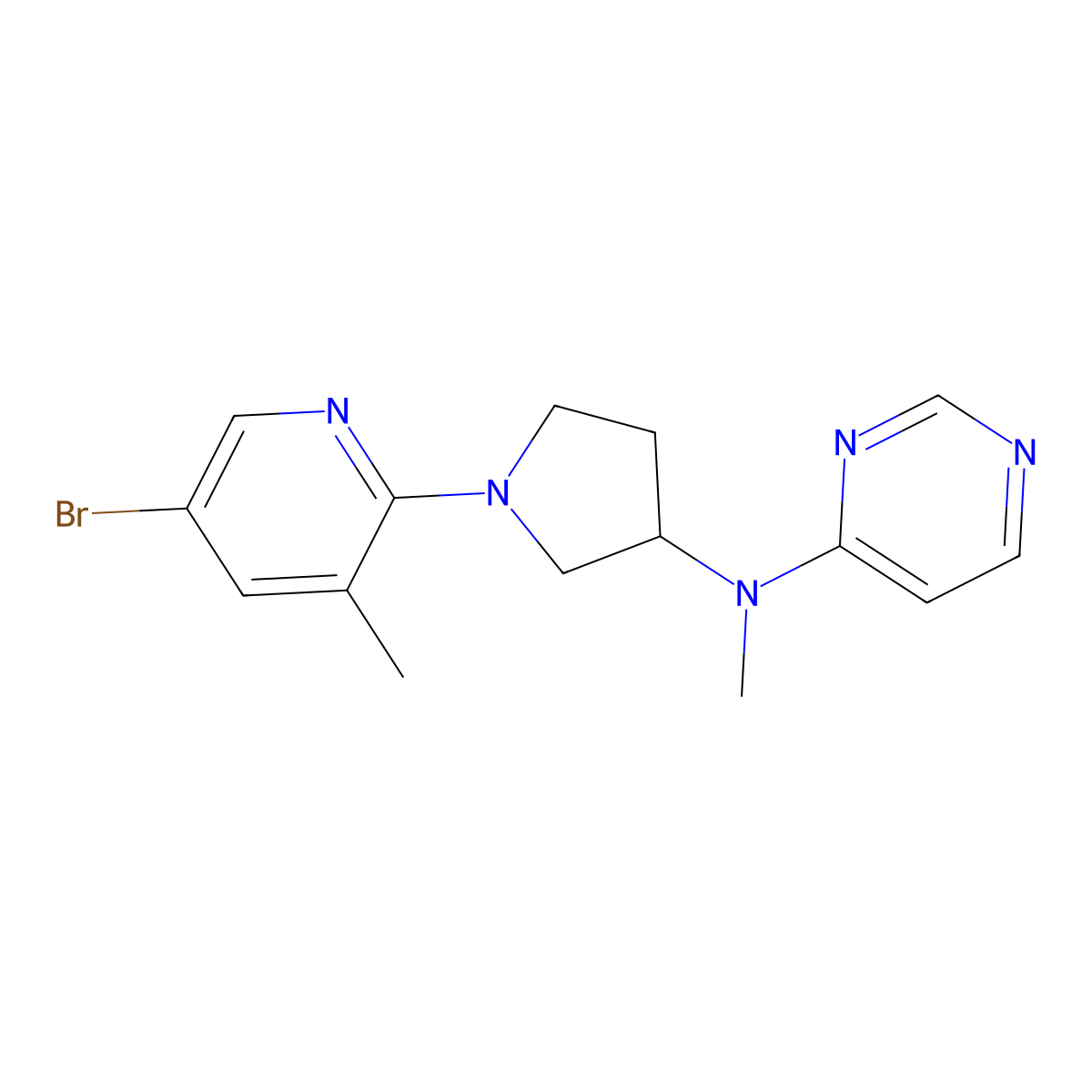N-[1-(5-bromo-3-methylpyridin-2-yl)pyrrolidin-3-yl]-N-methylpyrimidin-4-amine molecular structure, CAS 3054578-36-5
