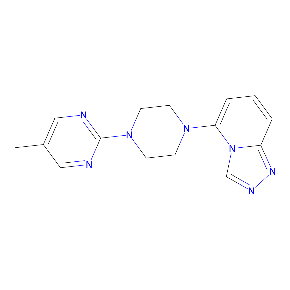 5-Methyl-2-(4-{[1,2,4]triazolo[4,3-a]pyridin-5-yl}piperazin-1-yl)pyrimidine molecular structure, CAS 3054578-38-7