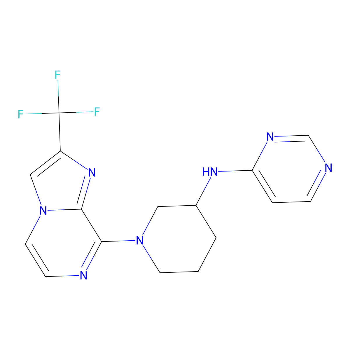 N-{1-[2-(trifluoromethyl)imidazo[1,2-a]pyrazin-8-yl]piperidin-3-yl}pyrimidin-4-amine molecular structure, CAS 3054578-45-6