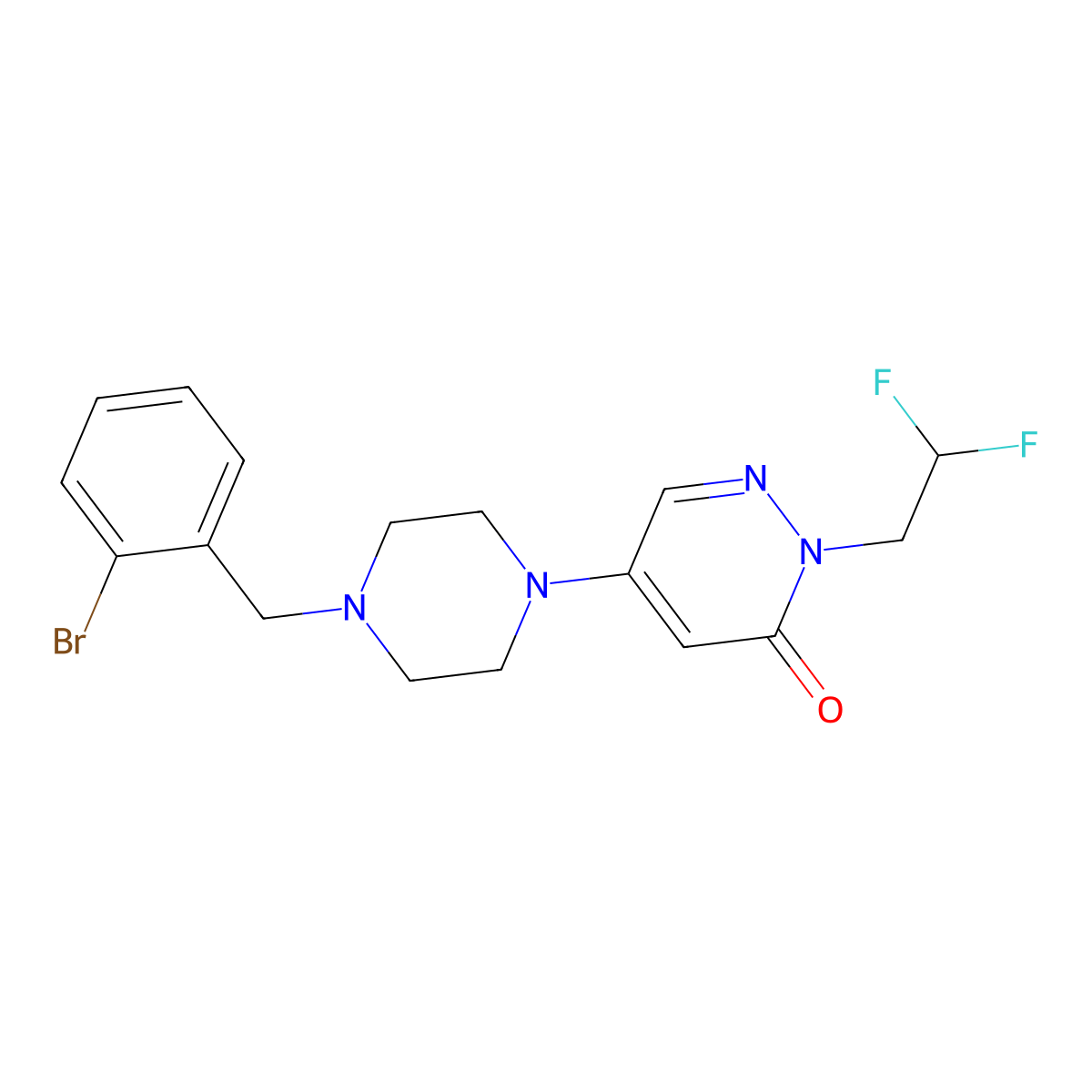 5-{4-[(2-Bromophenyl)methyl]piperazin-1-yl}-2-(2,2-difluoroethyl)-2,3-dihydropyridazin-3-one molecular structure, CAS 3054578-48-9