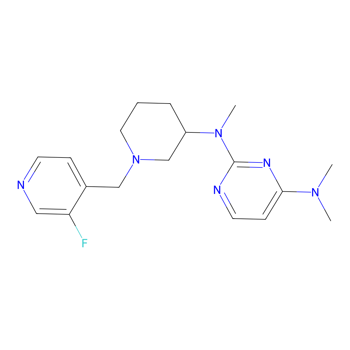 N2-{1-[(3-fluoropyridin-4-yl)methyl]piperidin-3-yl}-N2,N4,N4-trimethylpyrimidine-2,4-diamine molecular structure, CAS 3054578-57-0