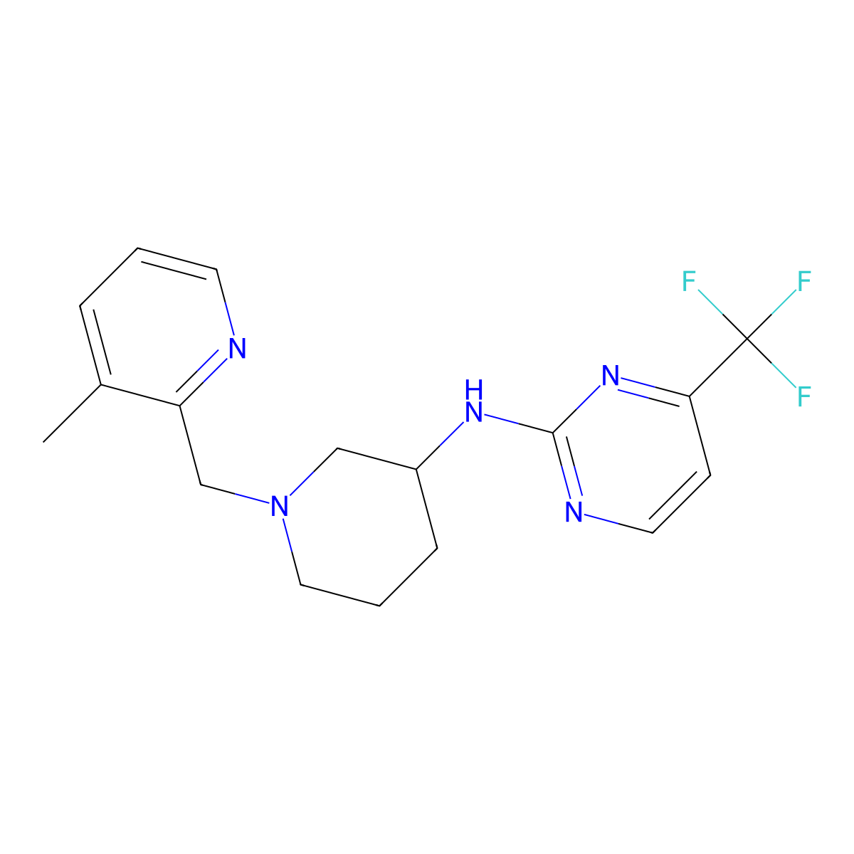 N-{1-[(3-methylpyridin-2-yl)methyl]piperidin-3-yl}-4-(trifluoromethyl)pyrimidin-2-amine molecular structure, CAS 3054578-58-1