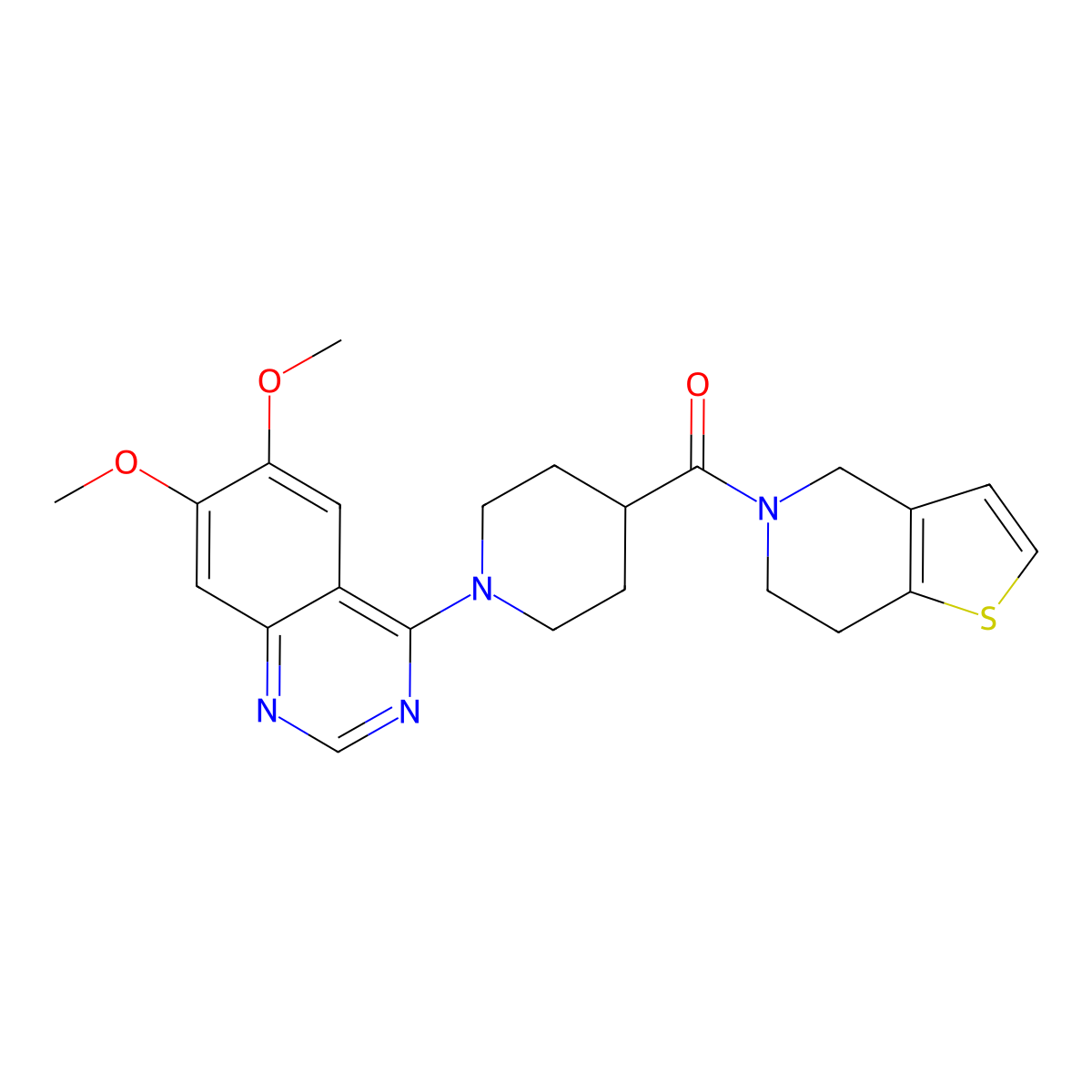 6,7-dimethoxy-4-(4-{4H,5H,6H,7H-thieno[3,2-c]pyridine-5-carbonyl}piperidin-1-yl)quinazoline molecular structure, CAS 3054578-60-5