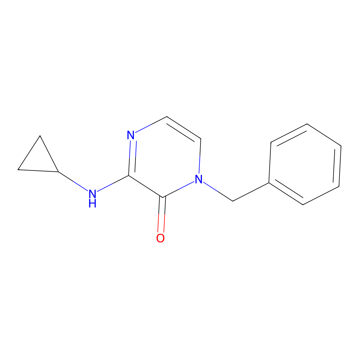 1-Benzyl-3-(cyclopropylamino)-1,2-dihydropyrazin-2-one molecular structure, CAS 3054578-63-8