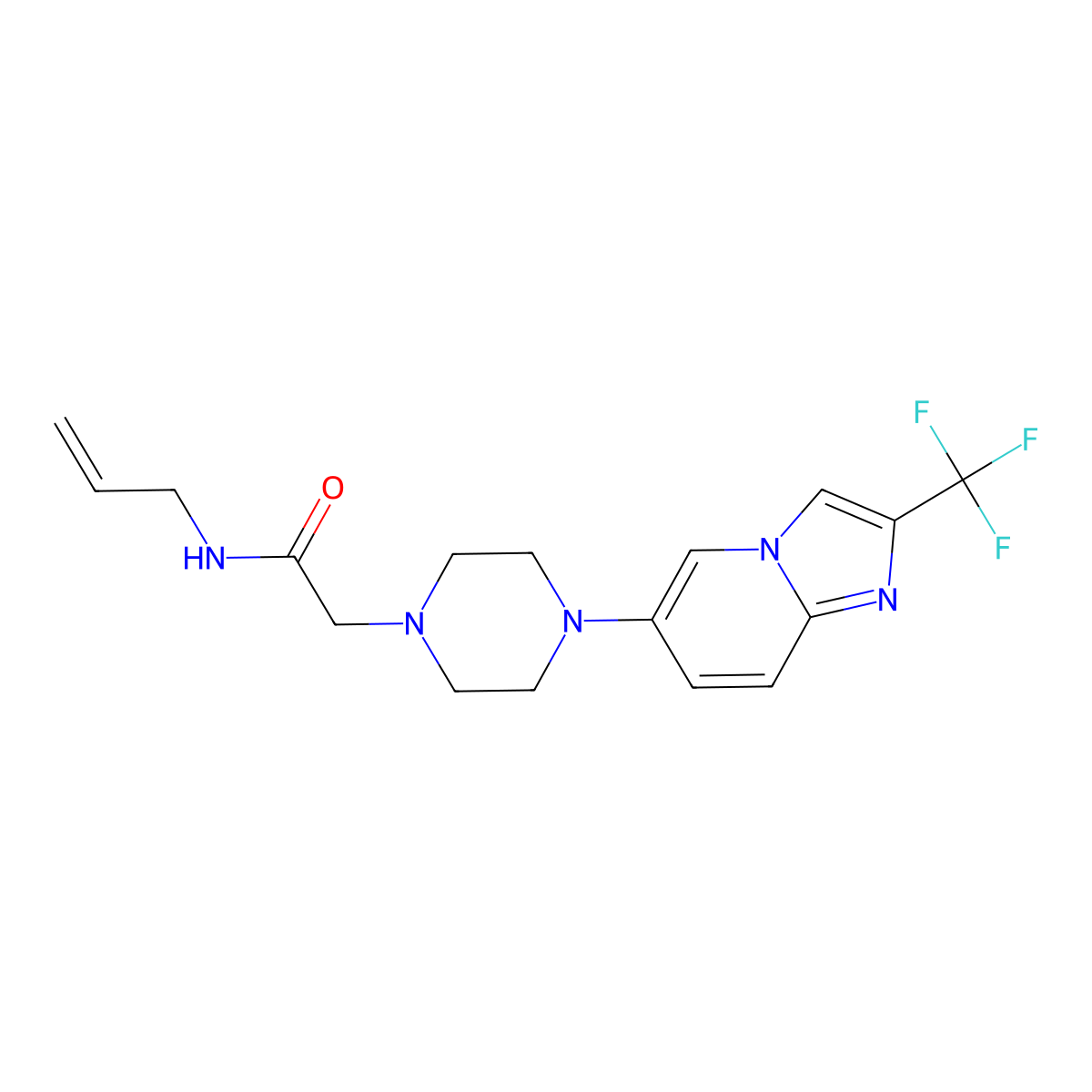 N-(prop-2-en-1-yl)-2-{4-[2-(trifluoromethyl)imidazo[1,2-a]pyridin-6-yl]piperazin-1-yl}acetamide molecular structure, CAS 3054578-70-7