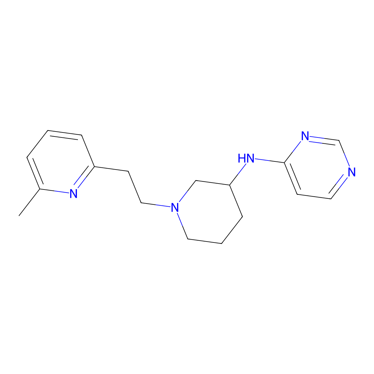 N-{1-[2-(6-methylpyridin-2-yl)ethyl]piperidin-3-yl}pyrimidin-4-amine molecular structure, CAS 3054578-80-9