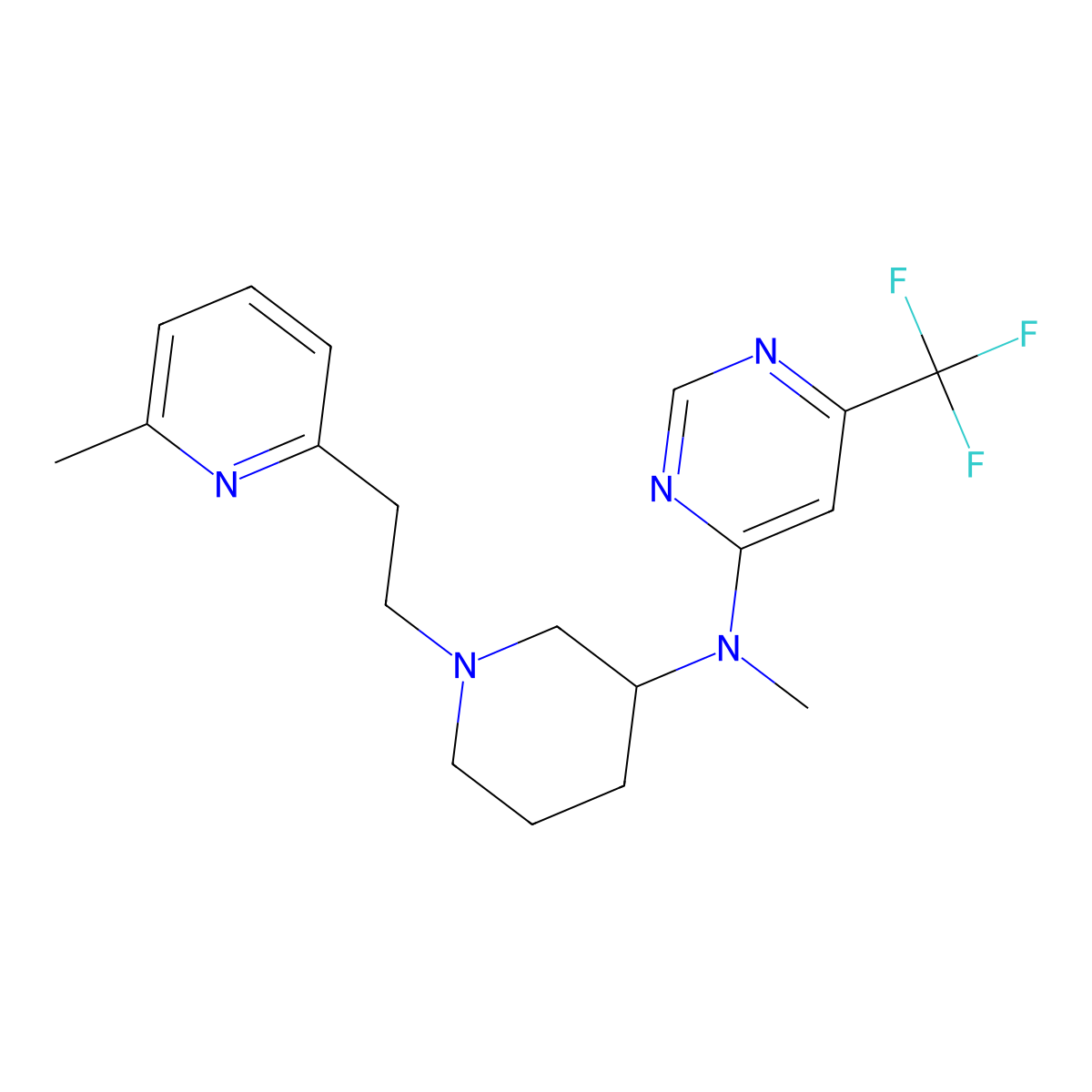 N-methyl-N-{1-[2-(6-methylpyridin-2-yl)ethyl]piperidin-3-yl}-6-(trifluoromethyl)pyrimidin-4-amine molecular structure, CAS 3054578-92-3