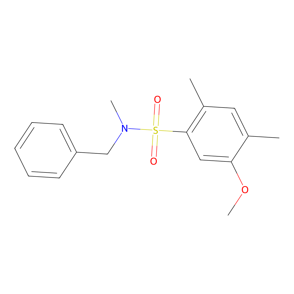 N-benzyl-5-methoxy-N,2,4-trimethylbenzene-1-sulfonamide molecular structure, CAS 3054578-93-4