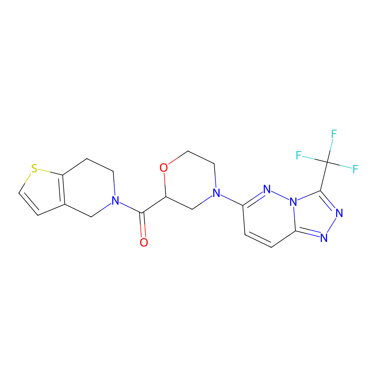 2-{4H,5H,6H,7H-thieno[3,2-c]pyridine-5-carbonyl}-4-[3-(trifluoromethyl)-[1,2,4]triazolo[4,3-b]pyridazin-6-yl]morpholine molecular structure, CAS 3054578-95-6