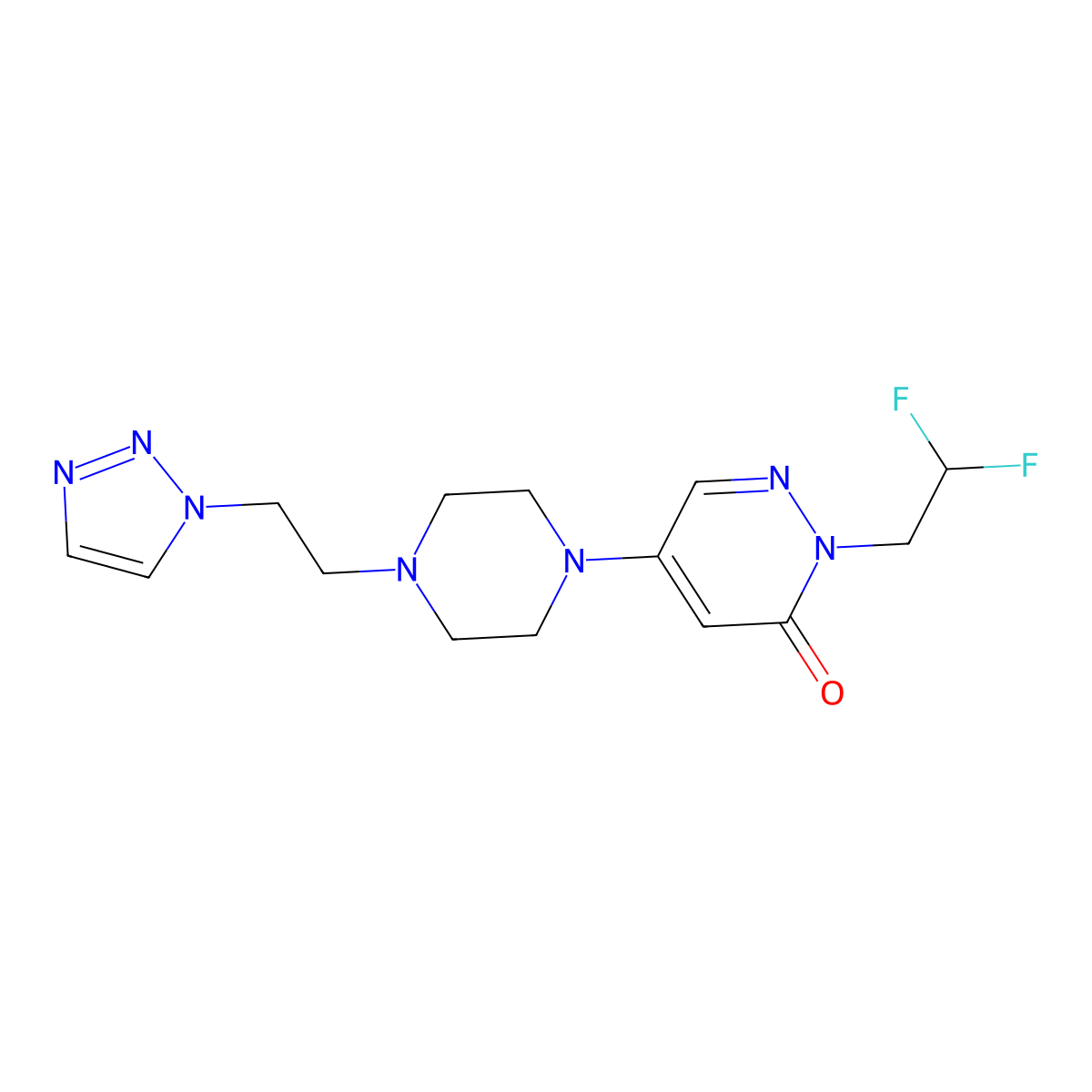 2-(2,2-difluoroethyl)-5-{4-[2-(1H-1,2,3-triazol-1-yl)ethyl]piperazin-1-yl}-2,3-dihydropyridazin-3-one molecular structure, CAS 3054578-96-7