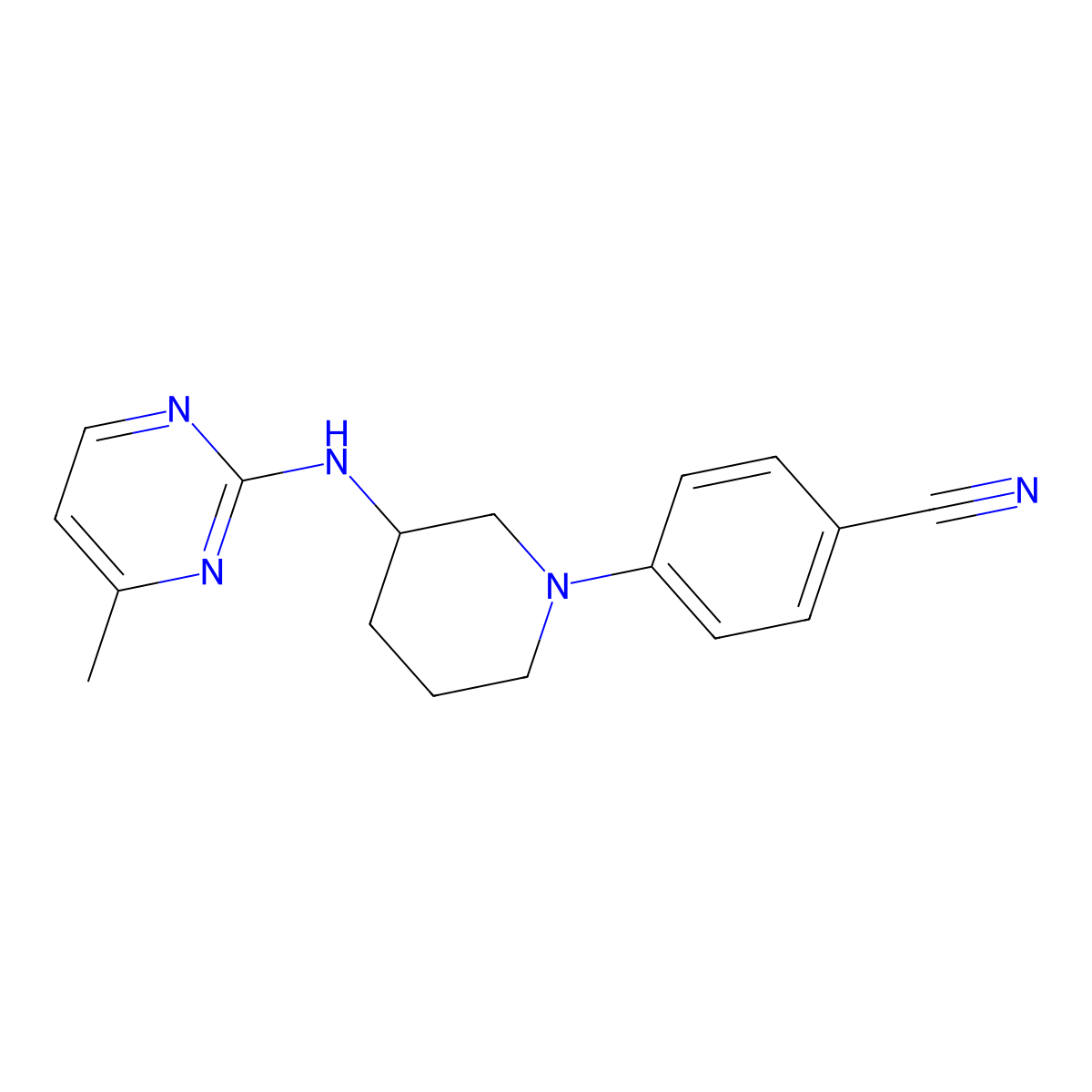 4-{3-[(4-Methylpyrimidin-2-yl)amino]piperidin-1-yl}benzonitrile molecular structure, CAS 3054578-97-8