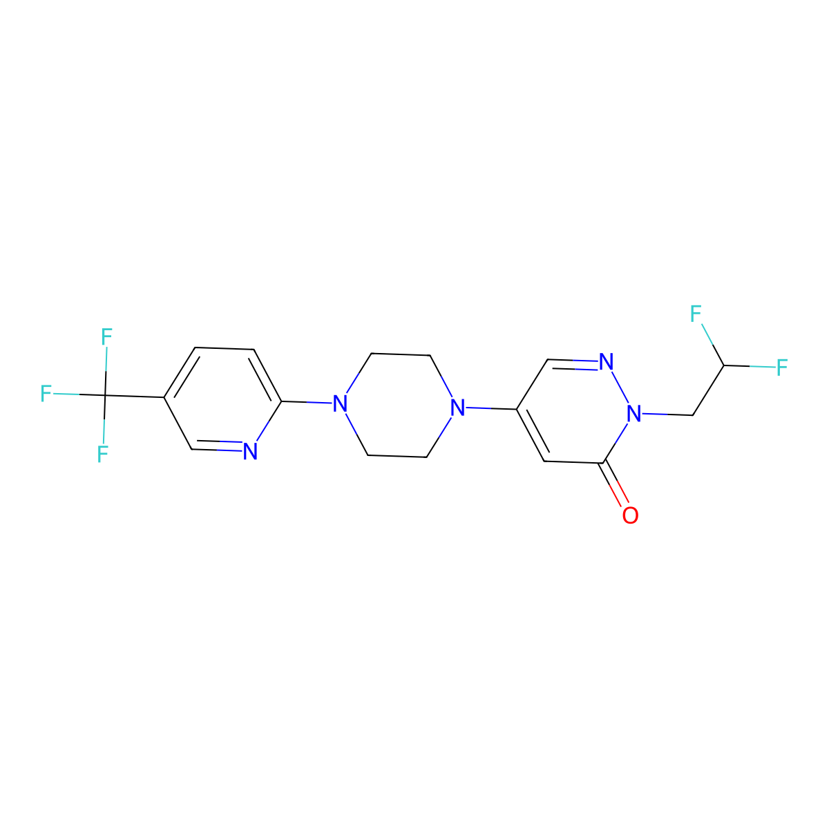 2-(2,2-Difluoroethyl)-5-{4-[5-(trifluoromethyl)pyridin-2-yl]piperazin-1-yl}-2,3-dihydropyridazin-3-one molecular structure, CAS 3054578-99-0