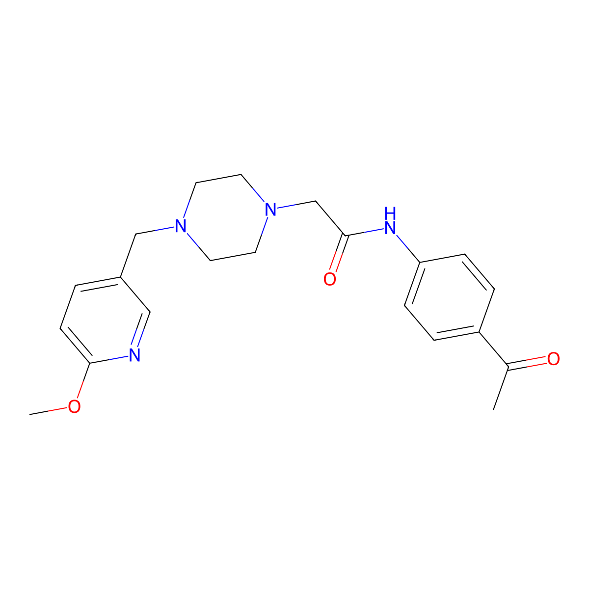 N-(4-acetylphenyl)-2-{4-[(6-methoxypyridin-3-yl)methyl]piperazin-1-yl}acetamide molecular structure, CAS 3054579-04-0