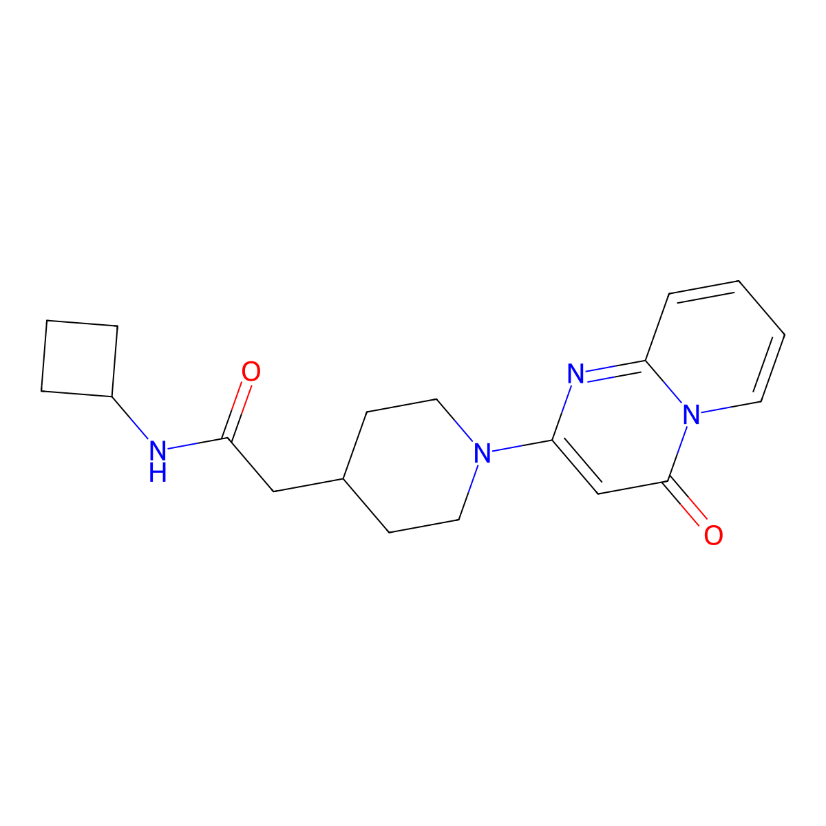 N-cyclobutyl-2-(1-{4-oxo-4H-pyrido[1,2-a]pyrimidin-2-yl}piperidin-4-yl)acetamide molecular structure, CAS 3054579-11-9