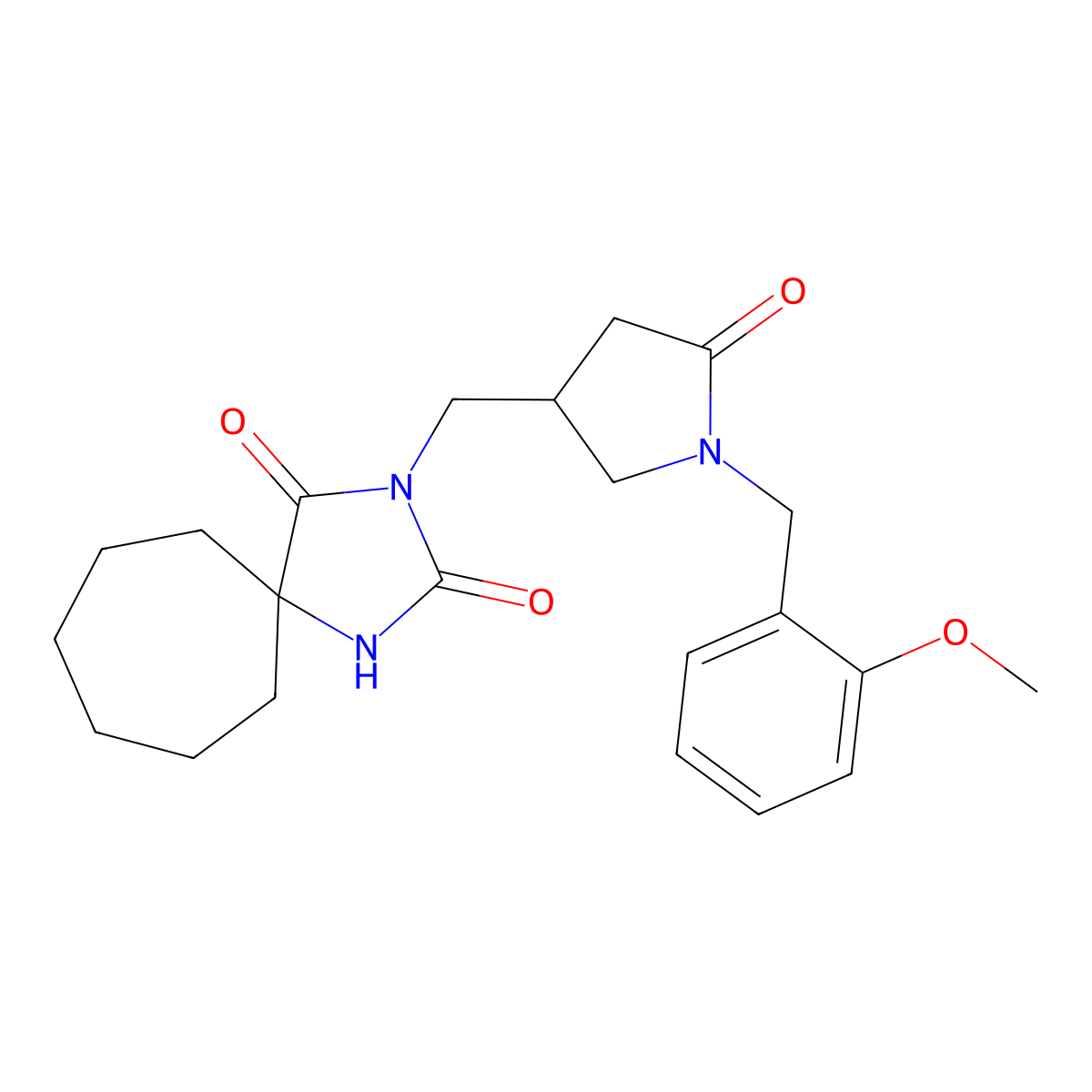 3-({1-[(2-Methoxyphenyl)methyl]-5-oxopyrrolidin-3-yl}methyl)-1,3-diazaspiro[4.6]undecane-2,4-dione molecular structure, CAS 3054579-13-1
