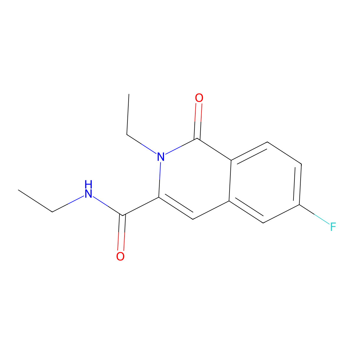 N,2-diethyl-6-fluoro-1-oxo-1,2-dihydroisoquinoline-3-carboxamide molecular structure, CAS 3054579-14-2