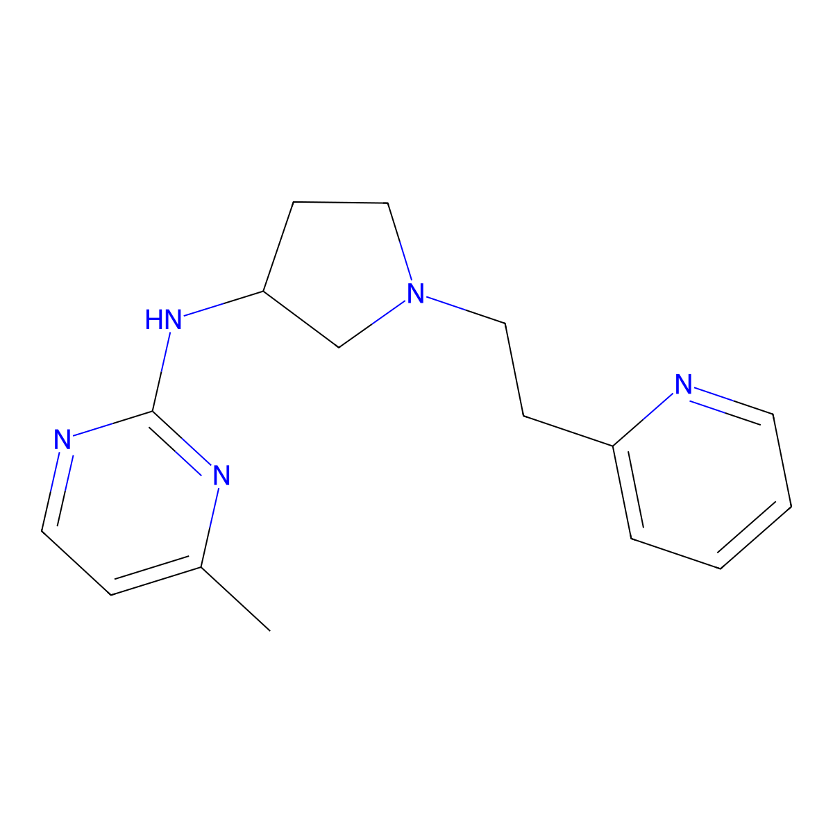 4-methyl-N-{1-[2-(pyridin-2-yl)ethyl]pyrrolidin-3-yl}pyrimidin-2-amine molecular structure, CAS 3054579-17-5