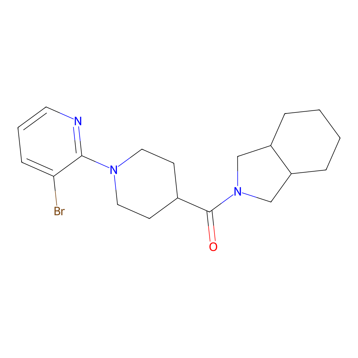 2-[1-(3-bromopyridin-2-yl)piperidine-4-carbonyl]-octahydro-1H-isoindole molecular structure, CAS 3054579-30-2