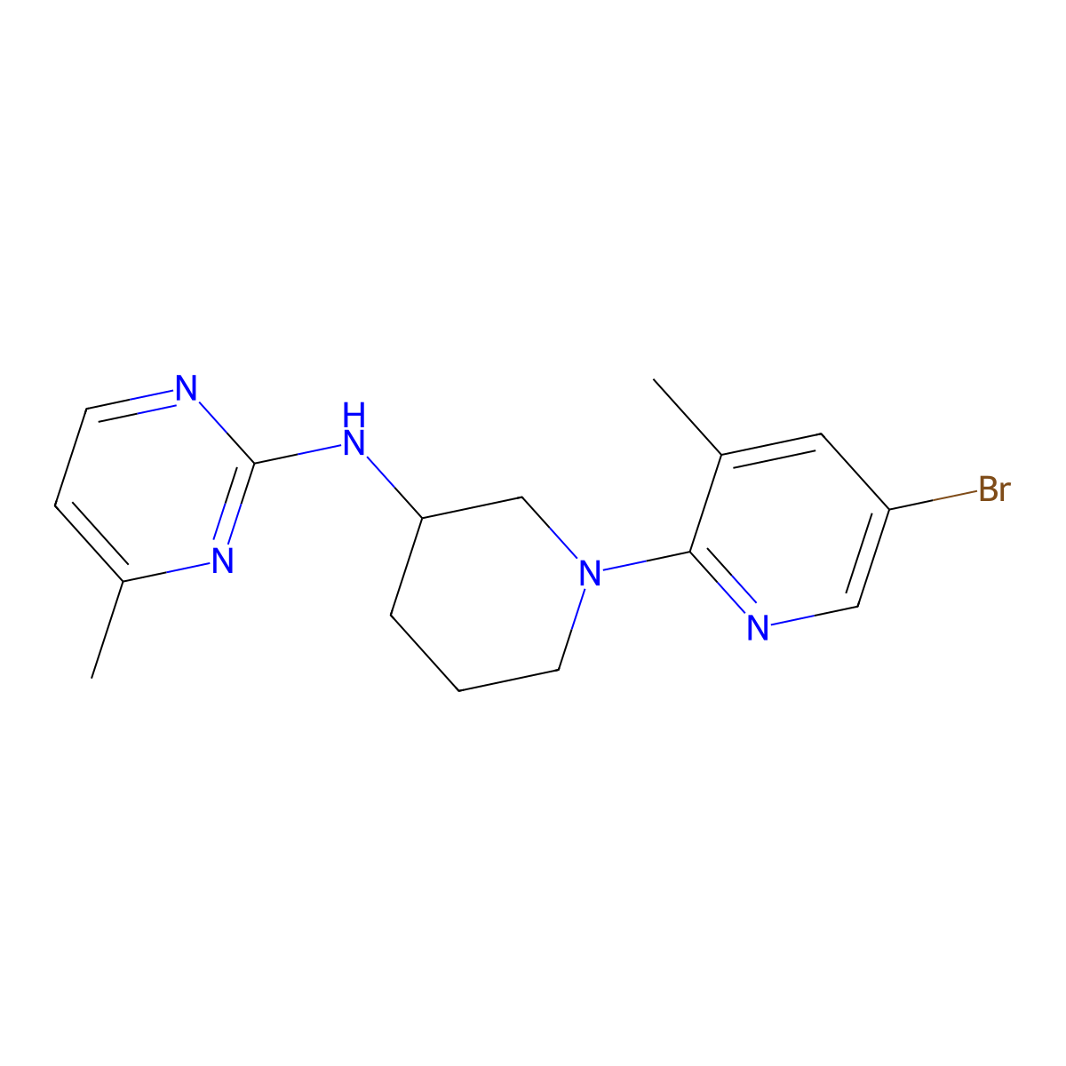 N-[1-(5-bromo-3-methylpyridin-2-yl)piperidin-3-yl]-4-methylpyrimidin-2-amine molecular structure, CAS 3054579-33-5