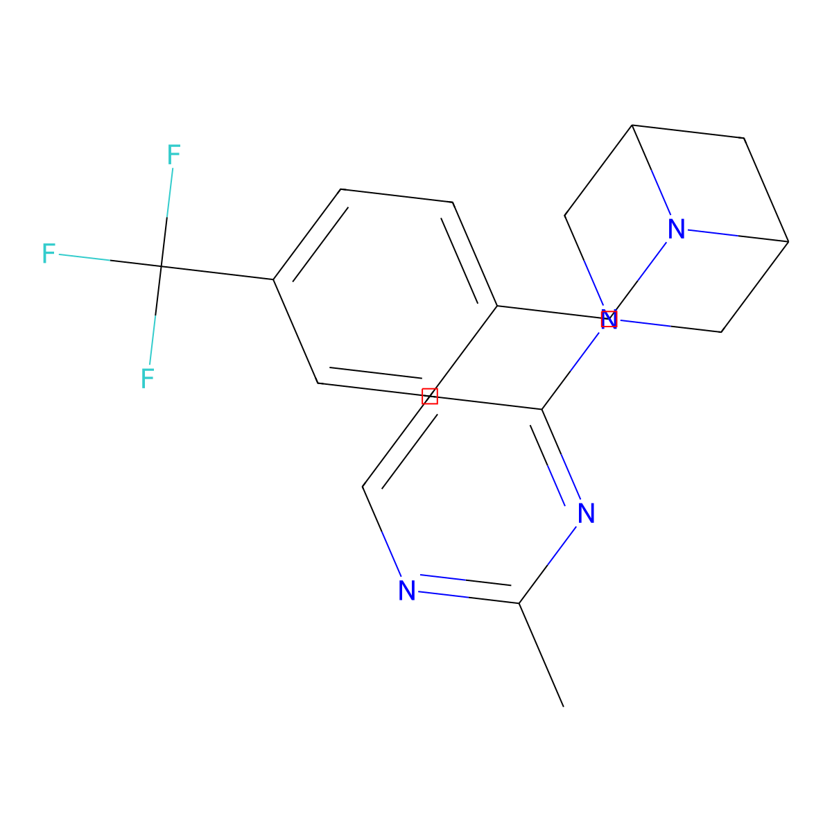 3-(2-Methylpyrimidin-4-yl)-6-{[4-(trifluoromethyl)phenyl]methyl}-3,6-diazabicyclo[3.1.1]heptane molecular structure, CAS 3054579-38-0