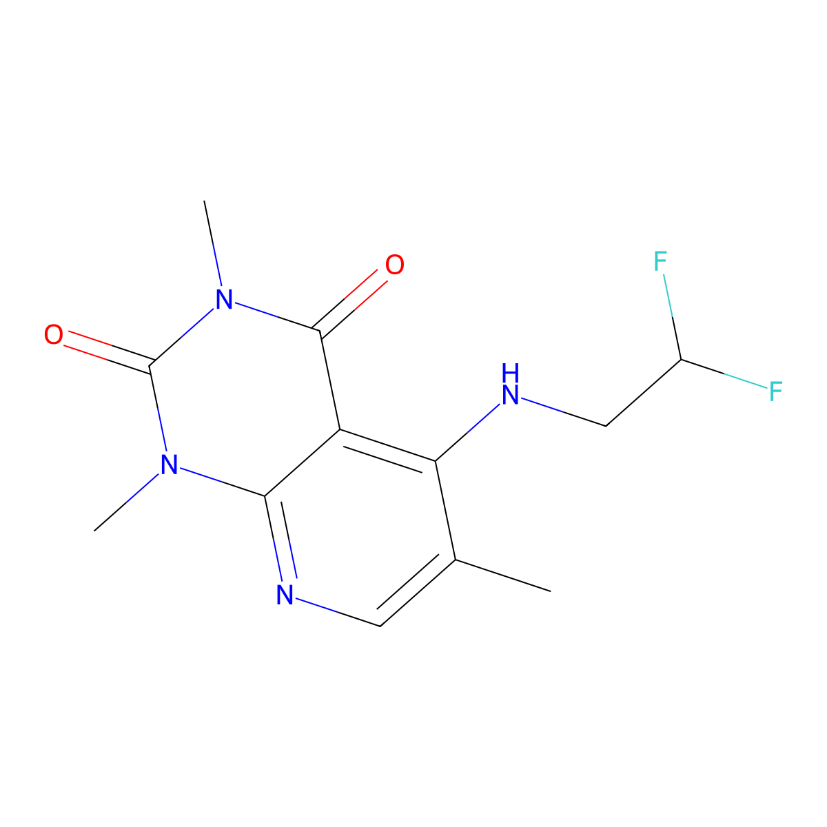5-[(2,2-difluoroethyl)amino]-1,3,6-trimethyl-1H,2H,3H,4H-pyrido[2,3-d]pyrimidine-2,4-dione molecular structure, CAS 3054579-43-7