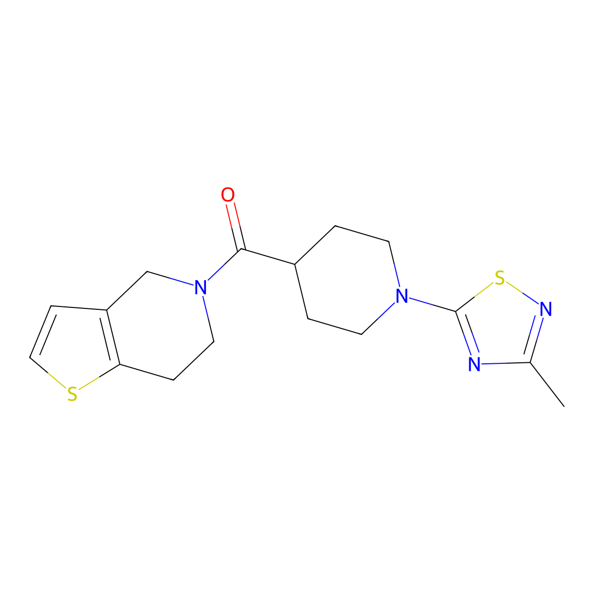 1-(3-methyl-1,2,4-thiadiazol-5-yl)-4-{4H,5H,6H,7H-thieno[3,2-c]pyridine-5-carbonyl}piperidine molecular structure, CAS 3054579-47-1