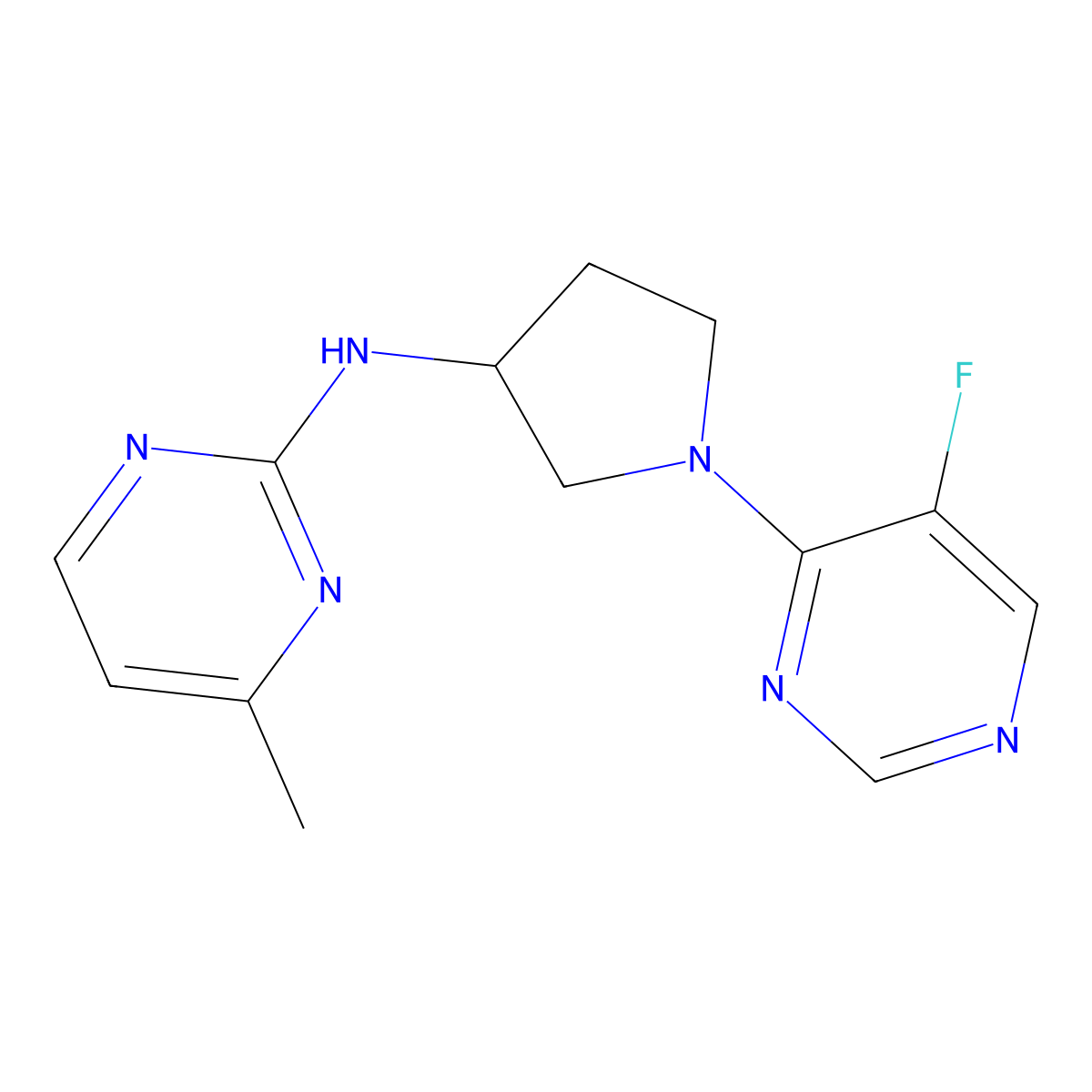 N-[1-(5-fluoropyrimidin-4-yl)pyrrolidin-3-yl]-4-methylpyrimidin-2-amine molecular structure, CAS 3054579-48-2