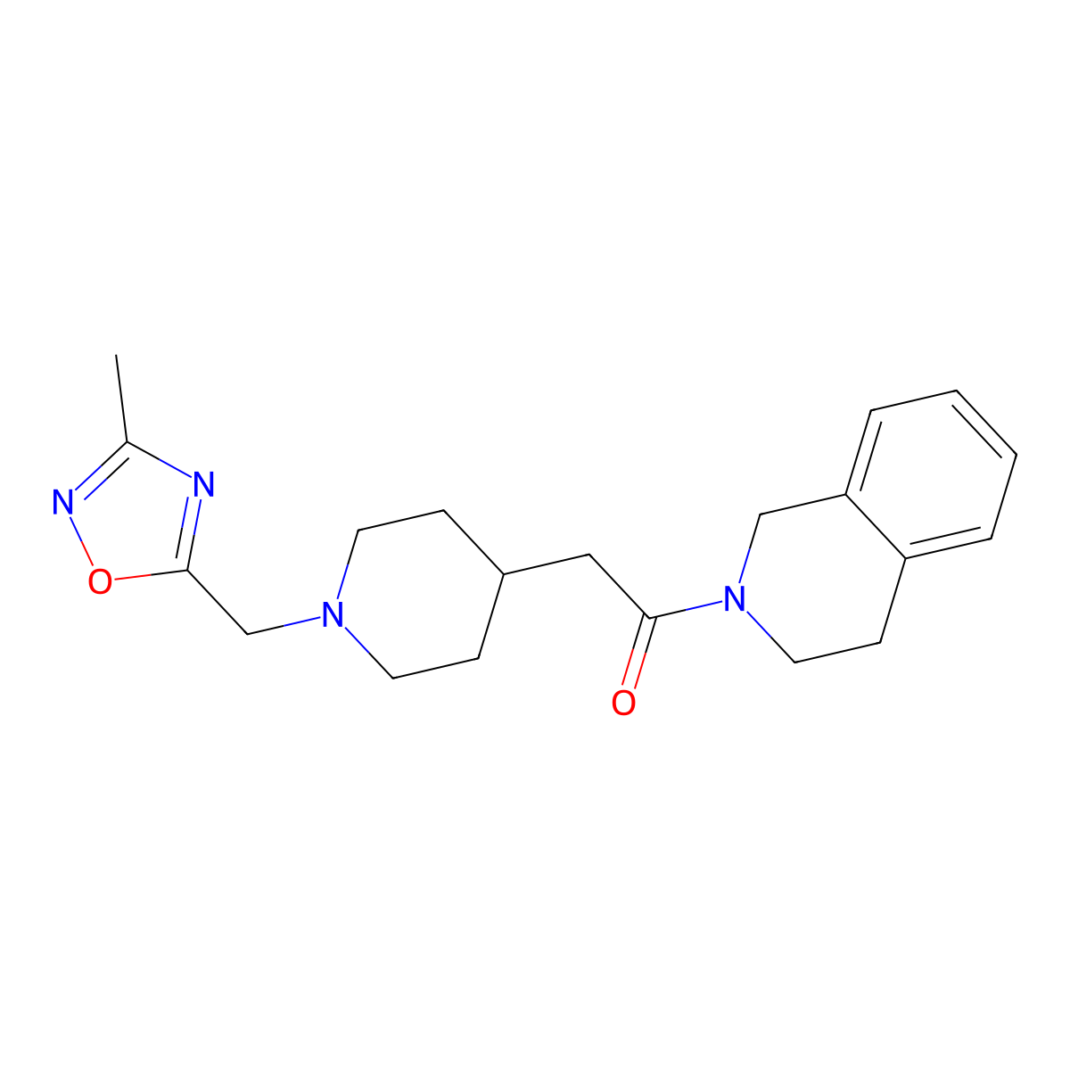 2-{1-[(3-Methyl-1,2,4-oxadiazol-5-yl)methyl]piperidin-4-yl}-1-(1,2,3,4-tetrahydroisoquinolin-2-yl)ethan-1-one molecular structure, CAS 3054579-51-7
