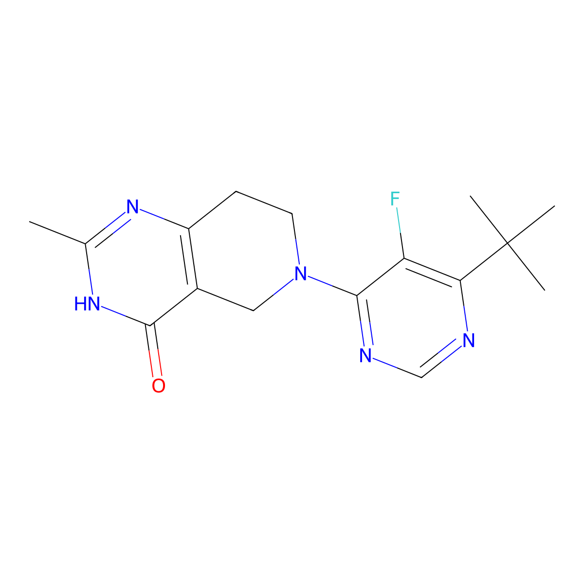 6-(6-tert-butyl-5-fluoropyrimidin-4-yl)-2-methyl-3H,4H,5H,6H,7H,8H-pyrido[4,3-d]pyrimidin-4-one molecular structure, CAS 3054579-56-2