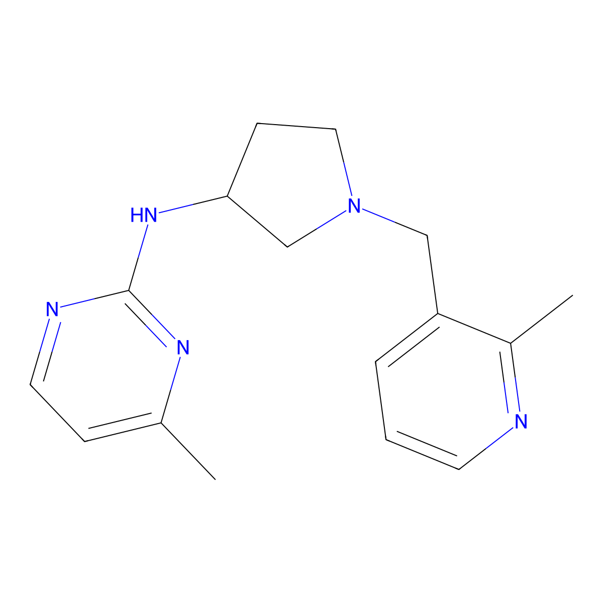 4-methyl-N-{1-[(2-methylpyridin-3-yl)methyl]pyrrolidin-3-yl}pyrimidin-2-amine molecular structure, CAS 3054579-62-0