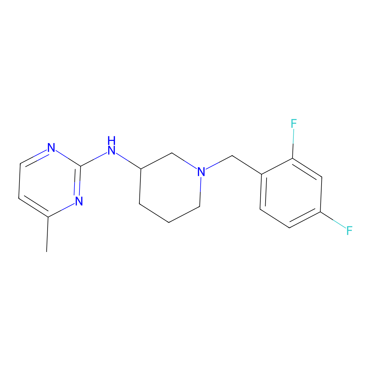 N-{1-[(2,4-difluorophenyl)methyl]piperidin-3-yl}-4-methylpyrimidin-2-amine molecular structure, CAS 3054579-70-0