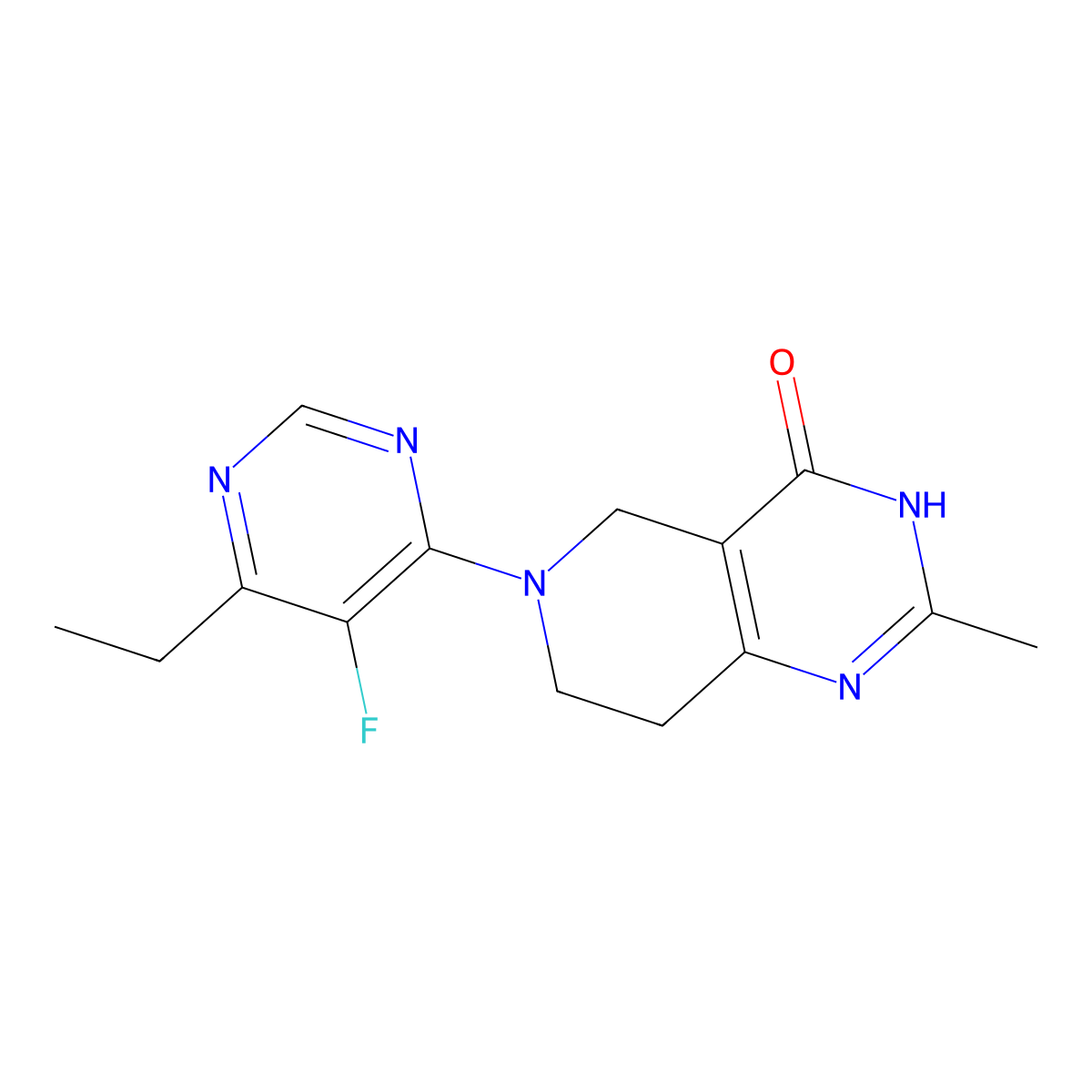 6-(6-ethyl-5-fluoropyrimidin-4-yl)-2-methyl-3H,4H,5H,6H,7H,8H-pyrido[4,3-d]pyrimidin-4-one molecular structure, CAS 3054579-74-4