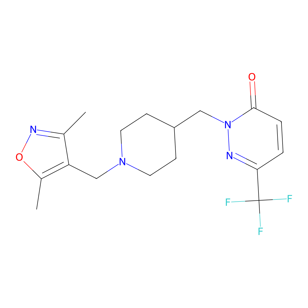 2-({1-[(3,5-Dimethyl-1,2-oxazol-4-yl)methyl]piperidin-4-yl}methyl)-6-(trifluoromethyl)-2,3-dihydropyridazin-3-one molecular structure, CAS 3054579-79-9
