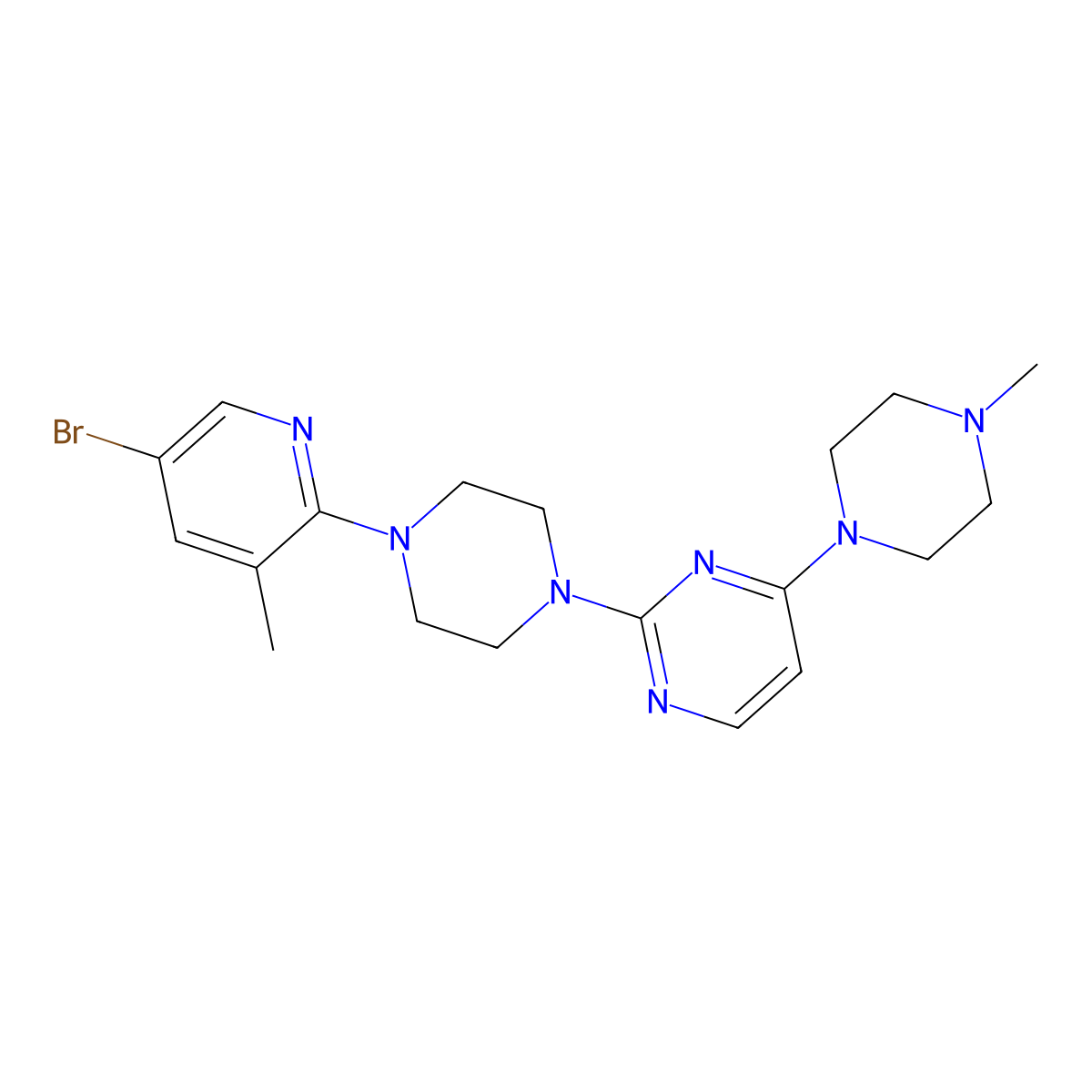 2-[4-(5-Bromo-3-methylpyridin-2-yl)piperazin-1-yl]-4-(4-methylpiperazin-1-yl)pyrimidine molecular structure, CAS 3054579-85-7