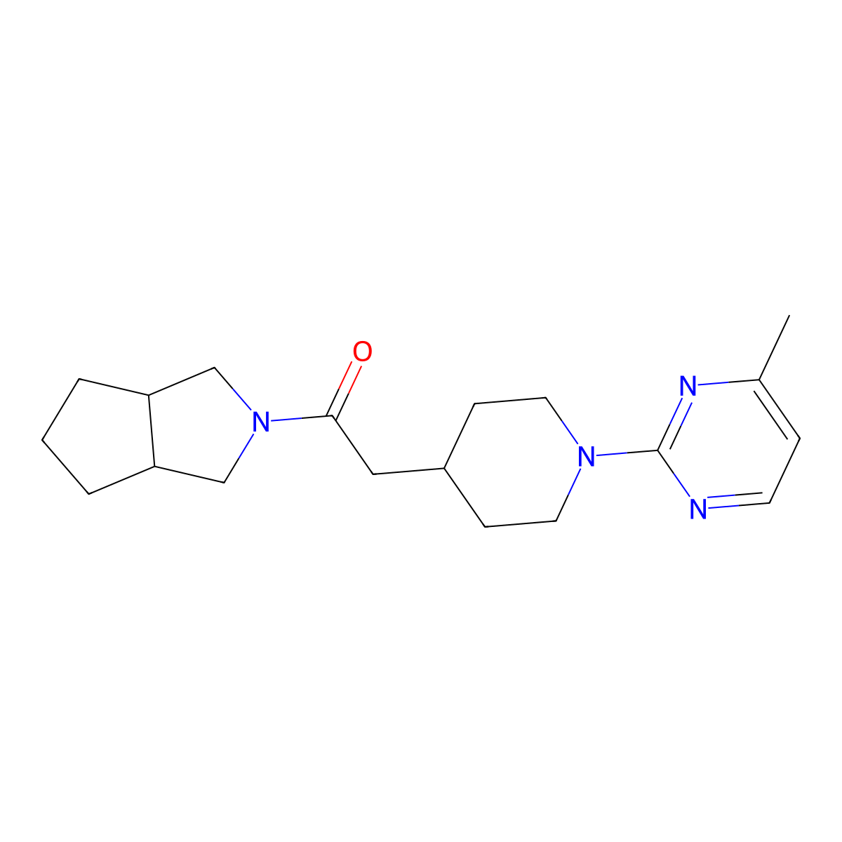 2-[1-(4-Methylpyrimidin-2-yl)piperidin-4-yl]-1-{octahydrocyclopenta[c]pyrrol-2-yl}ethan-1-one molecular structure, CAS 3054579-87-9