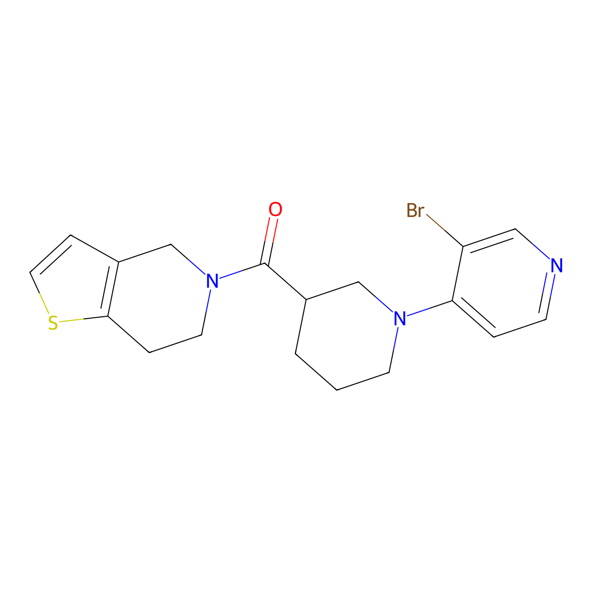 3-bromo-4-(3-{4H,5H,6H,7H-thieno[3,2-c]pyridine-5-carbonyl}piperidin-1-yl)pyridine molecular structure, CAS 3054579-88-0