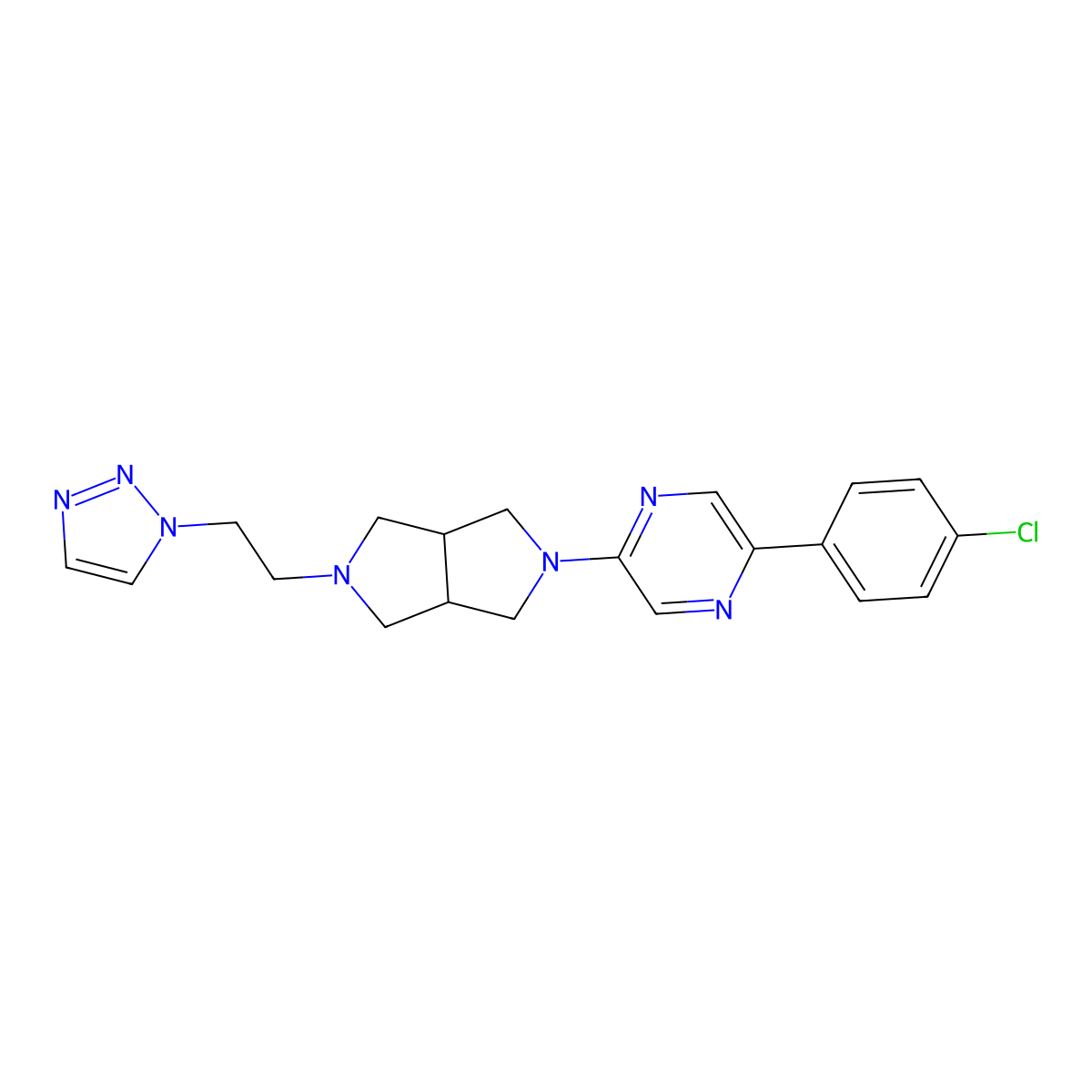 2-(4-chlorophenyl)-5-{5-[2-(1H-1,2,3-triazol-1-yl)ethyl]-octahydropyrrolo[3,4-c]pyrrol-2-yl}pyrazine molecular structure, CAS 3054579-91-5
